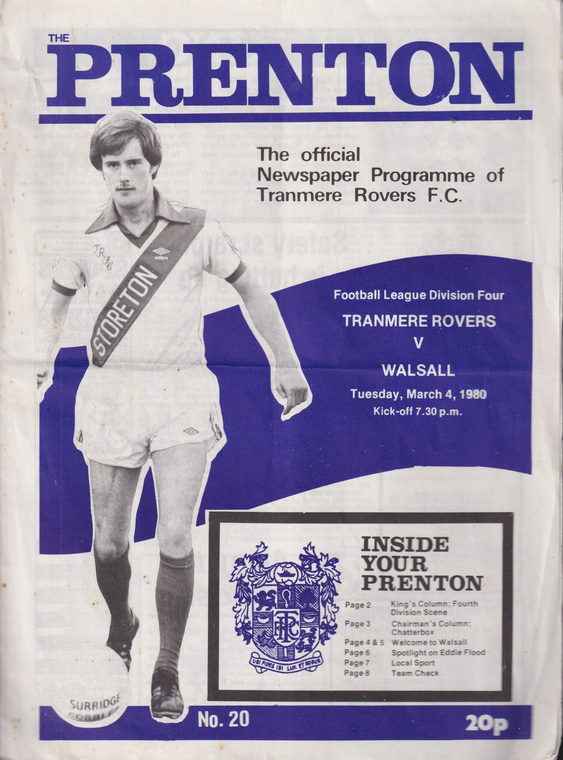 Tranmere Rovers v Walsall match programme